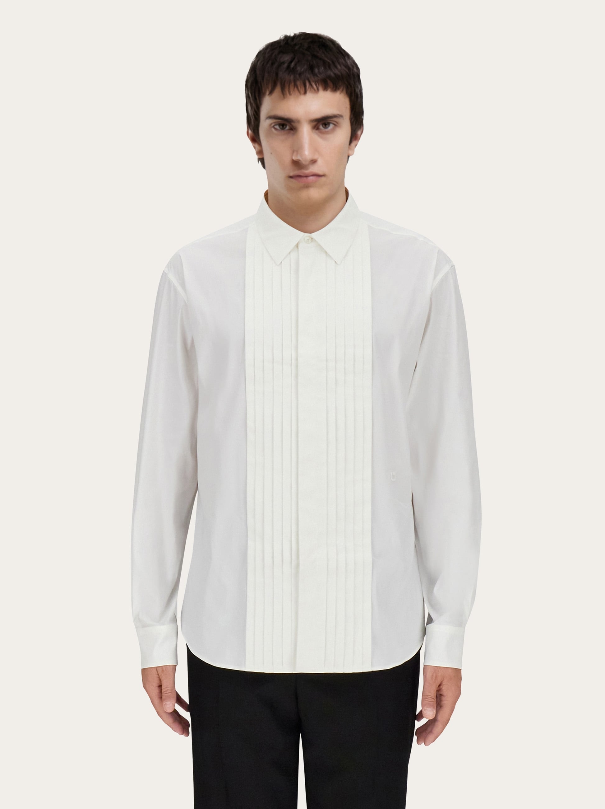 dress shirts for men farragut Ferragamo Men Tuxedo shirt White