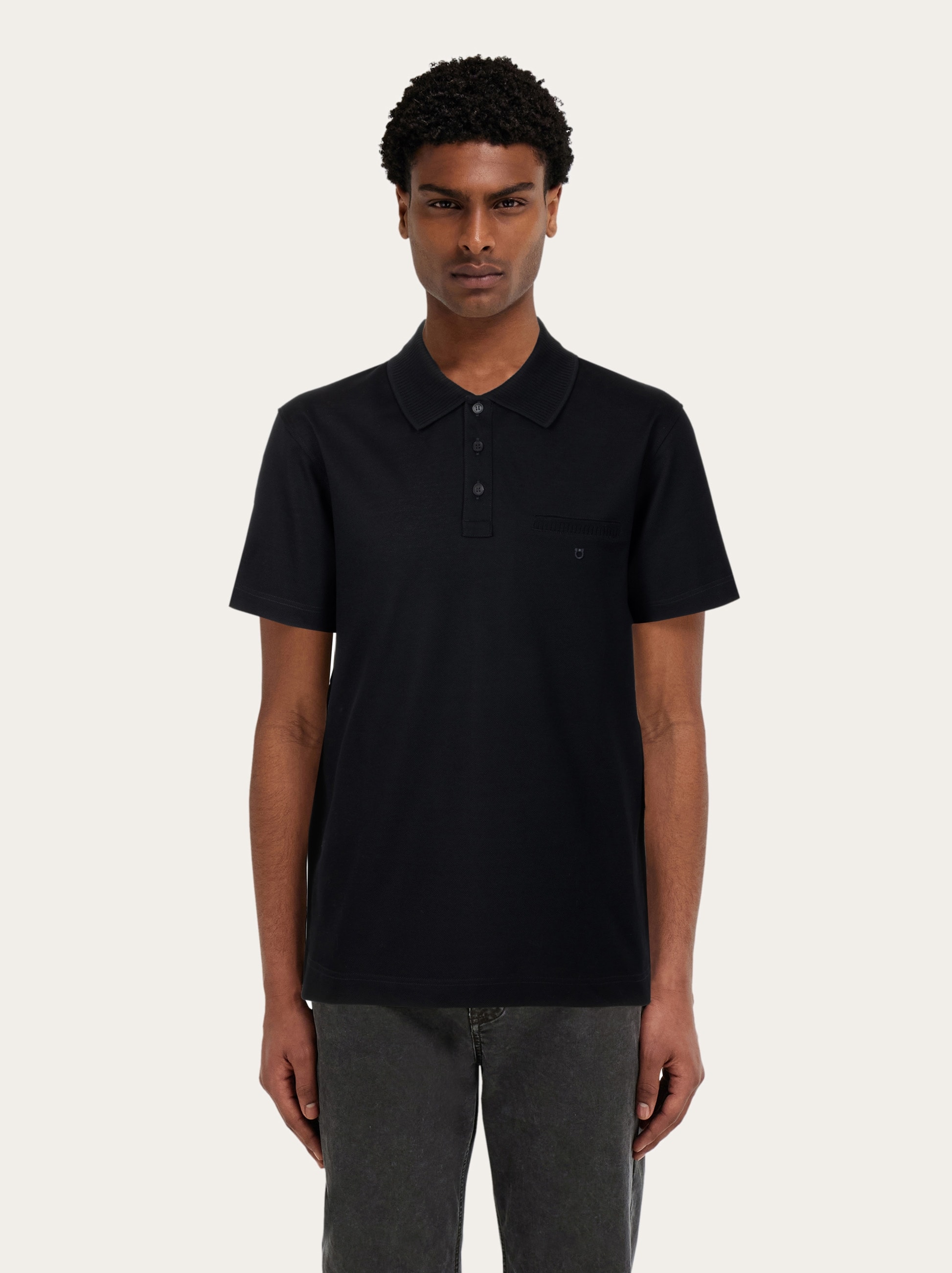 Salvatore Ferragamo ブラック ポロシャツ XL Cotton polo shirt - Men | Ferragamo