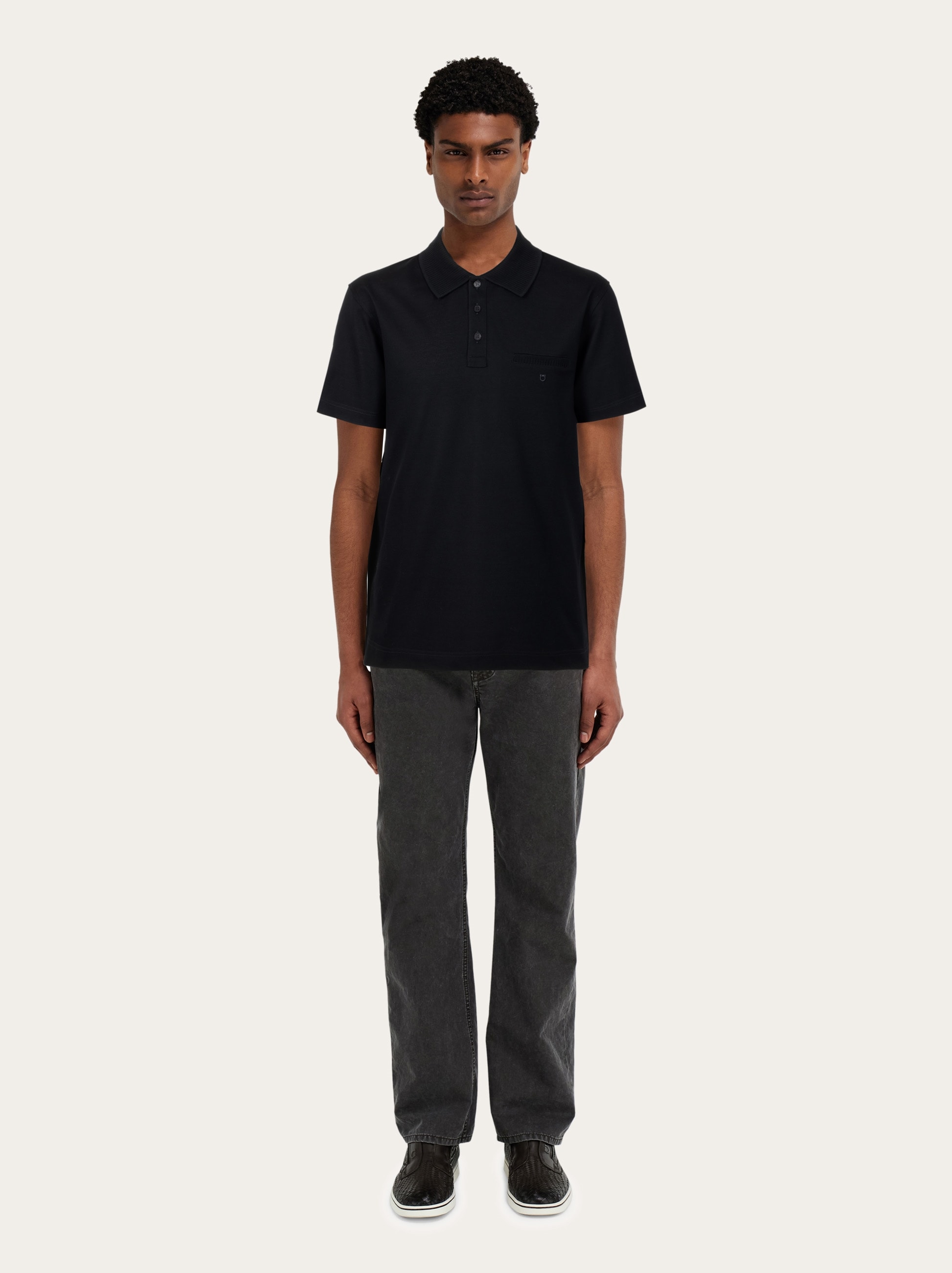 Salvatore Ferragamo ブラック ポロシャツ XL Cotton polo shirt - Men | Ferragamo