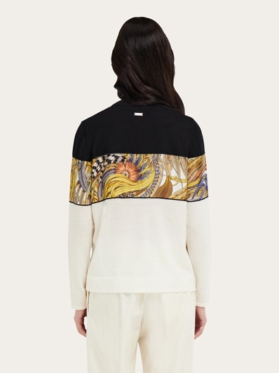 V-neck cardigan with silk inserts - Women | Ferragamo