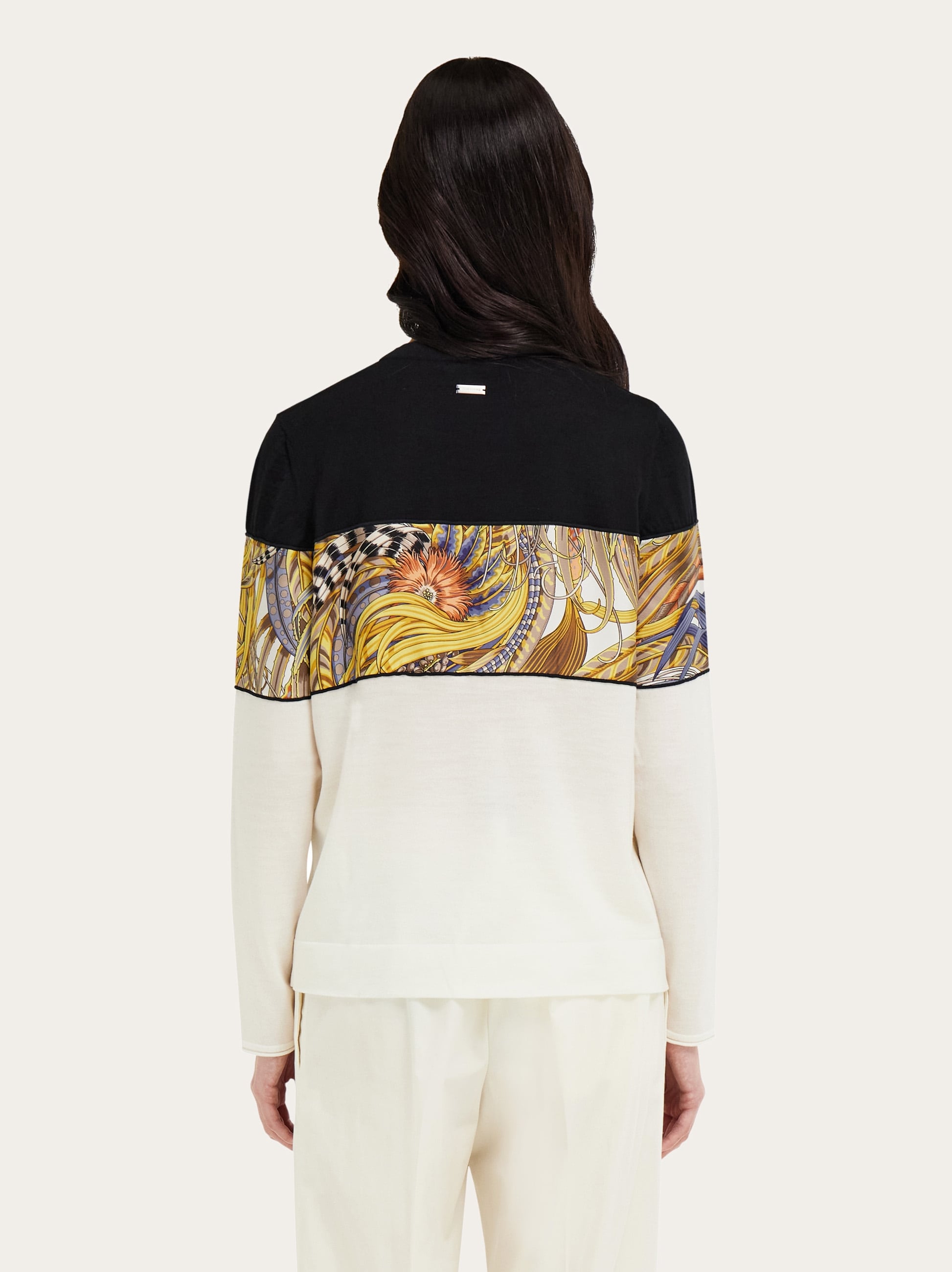 V-neck cardigan with silk inserts - Women | Ferragamo