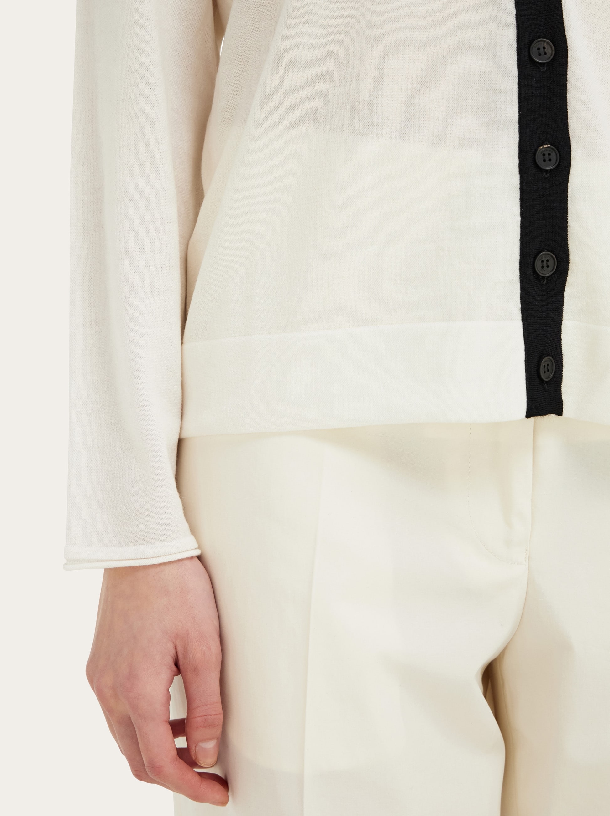 V-neck cardigan with silk inserts - Women | Ferragamo