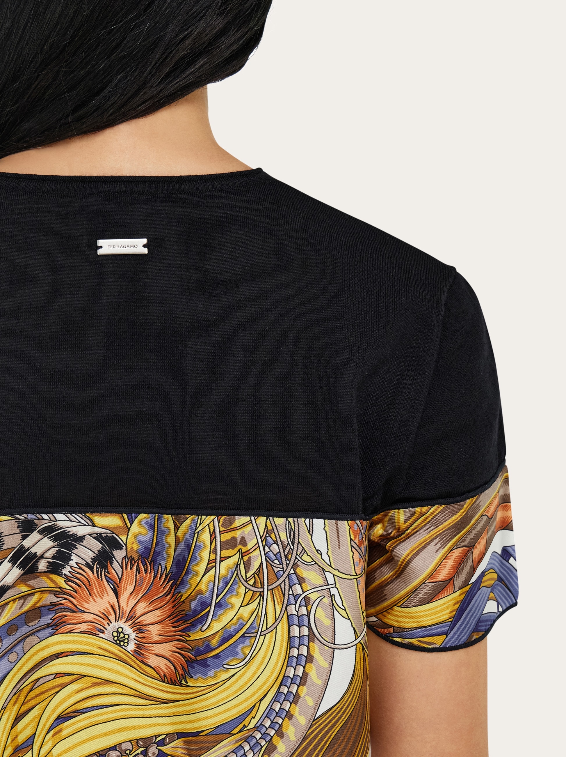 Crewneck T-shirt with Rooster print inserts - Women | Ferragamo