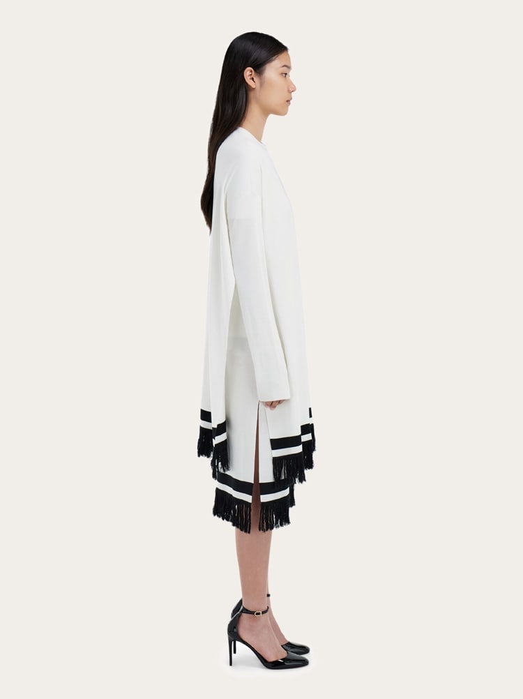 Longline cardigan with fringe detail Gallery image 3