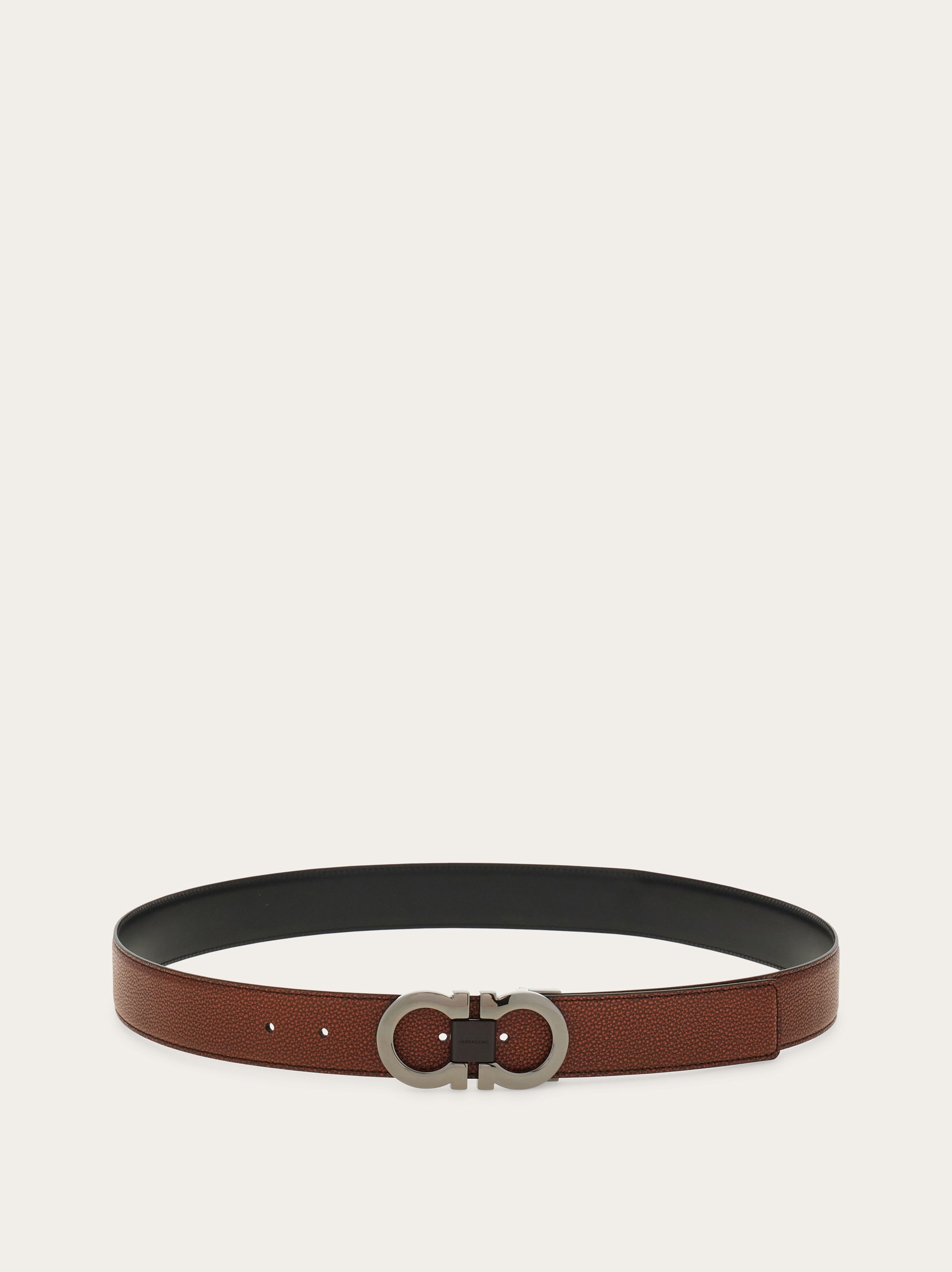 Ferragamo Men Polished Finish Gancini Reversible Belt
