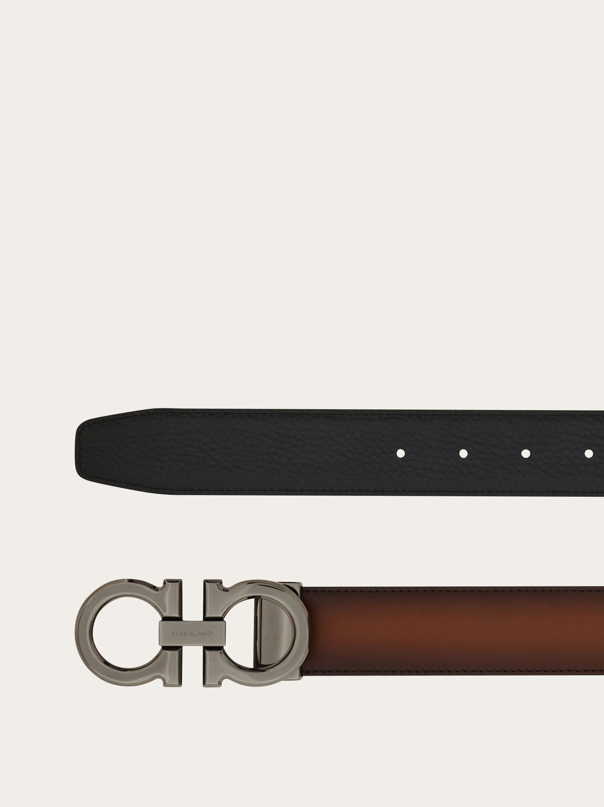 Reversible and adjustable belt with rectangular buckle - Men
