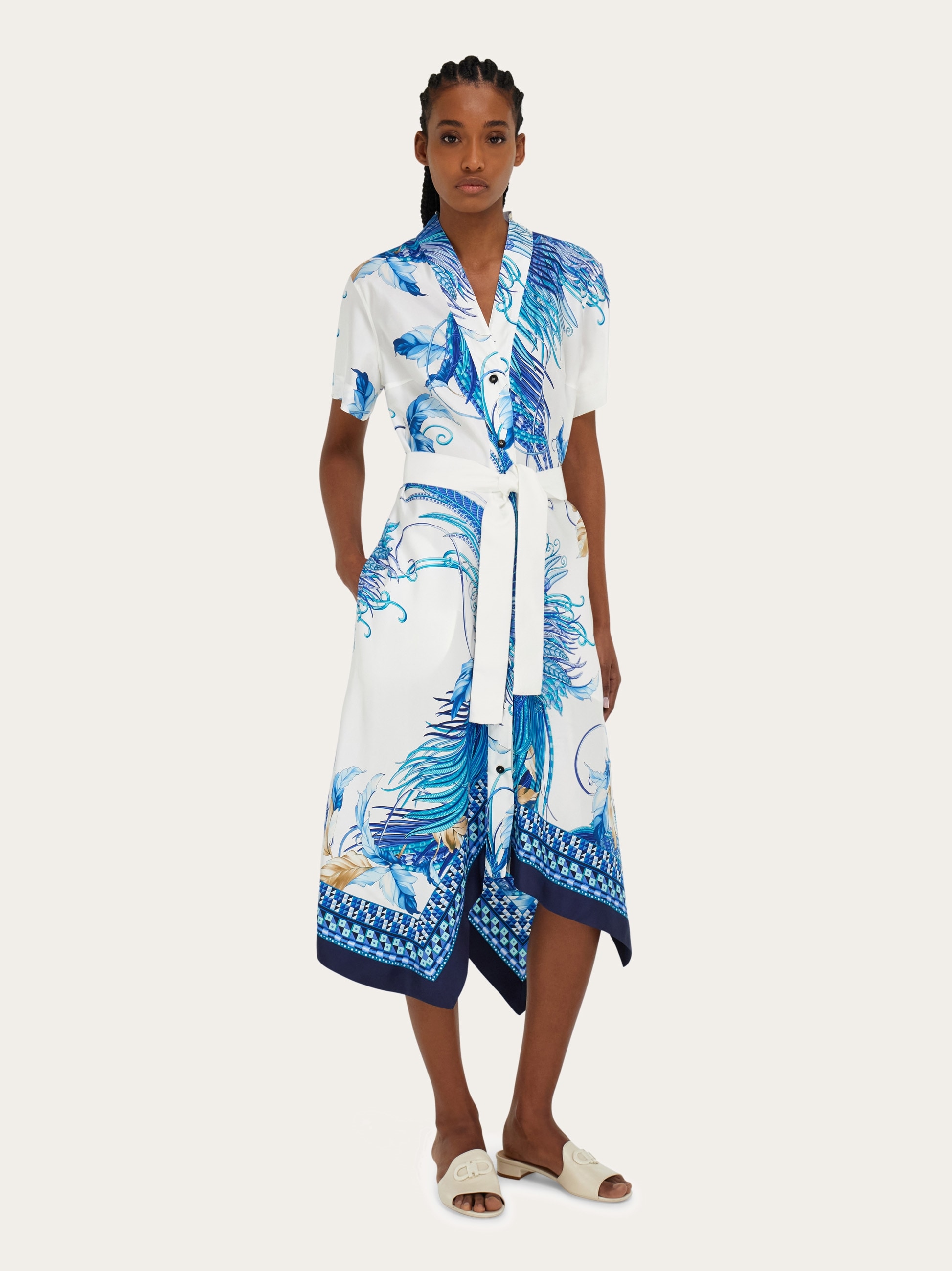 blue dress for baby girl Asymmetric Shoulder Strap Midi Dress