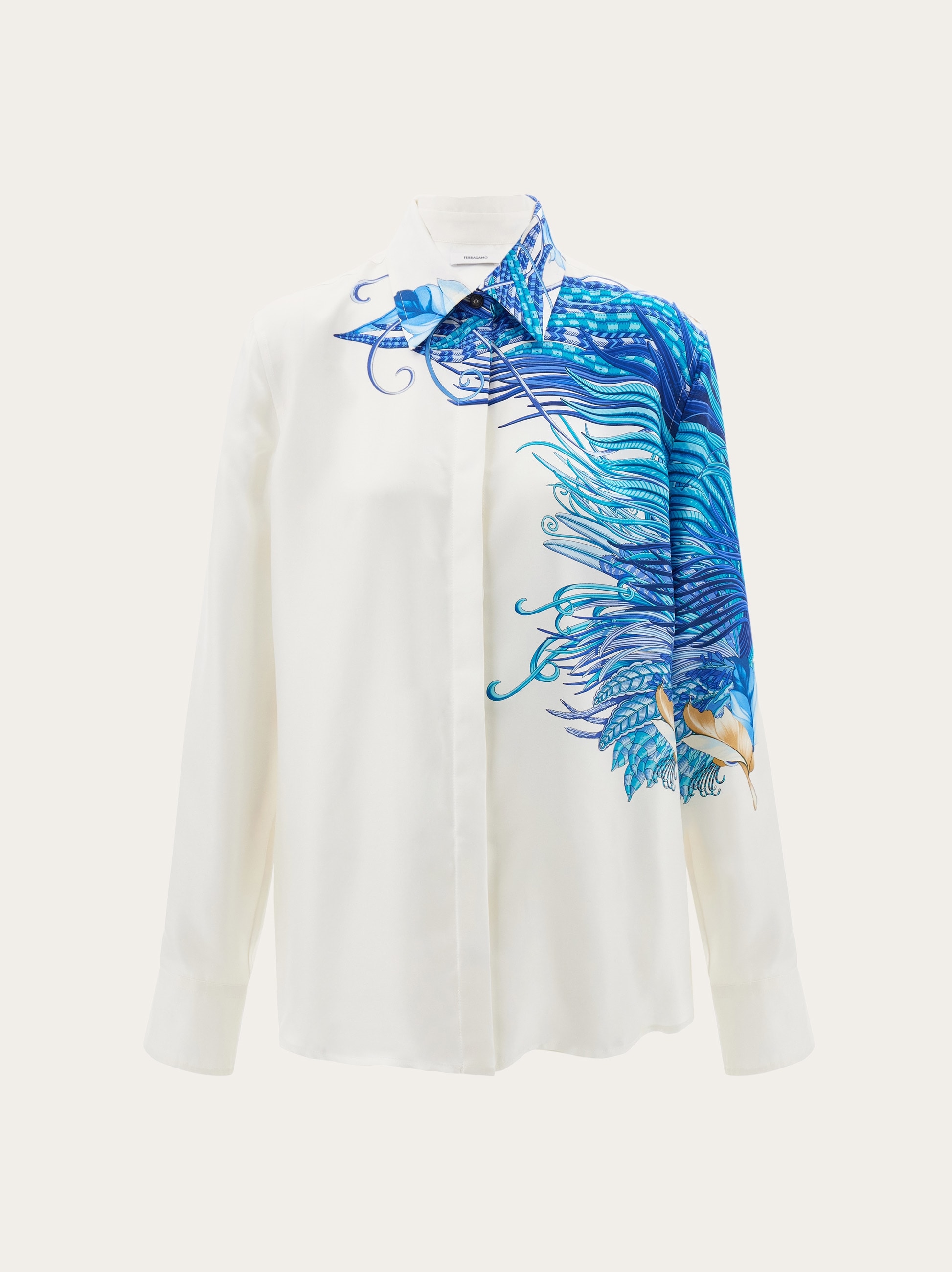 トップス salvatoreFerragamo Feather show print silk shirt - Women | Ferragamo
