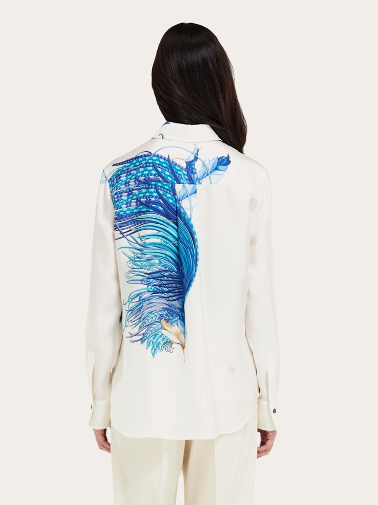 Silk Shirt with Feather Print Gallery image 4