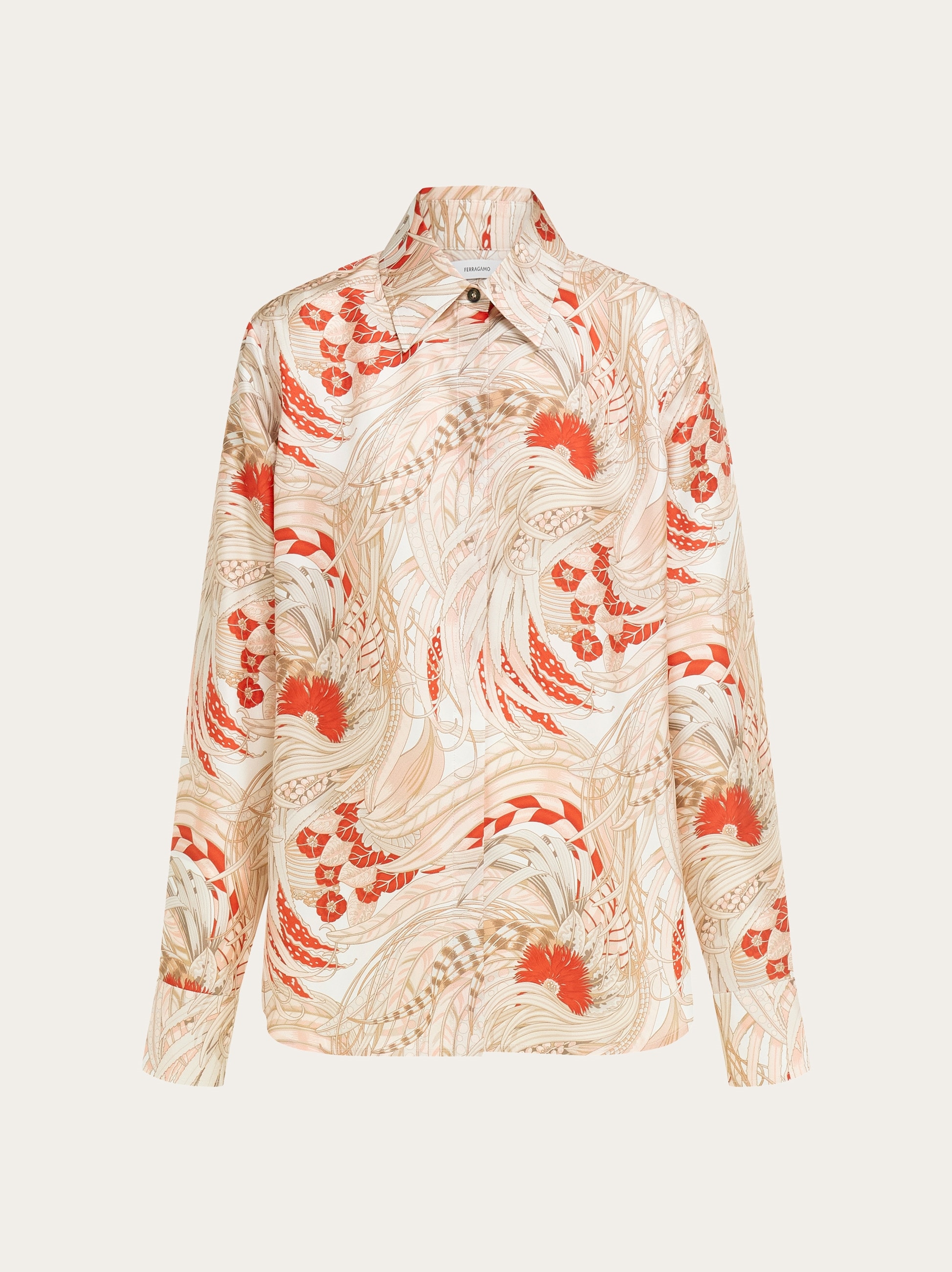 Rooster print silk twill shirt - Women | Ferragamo