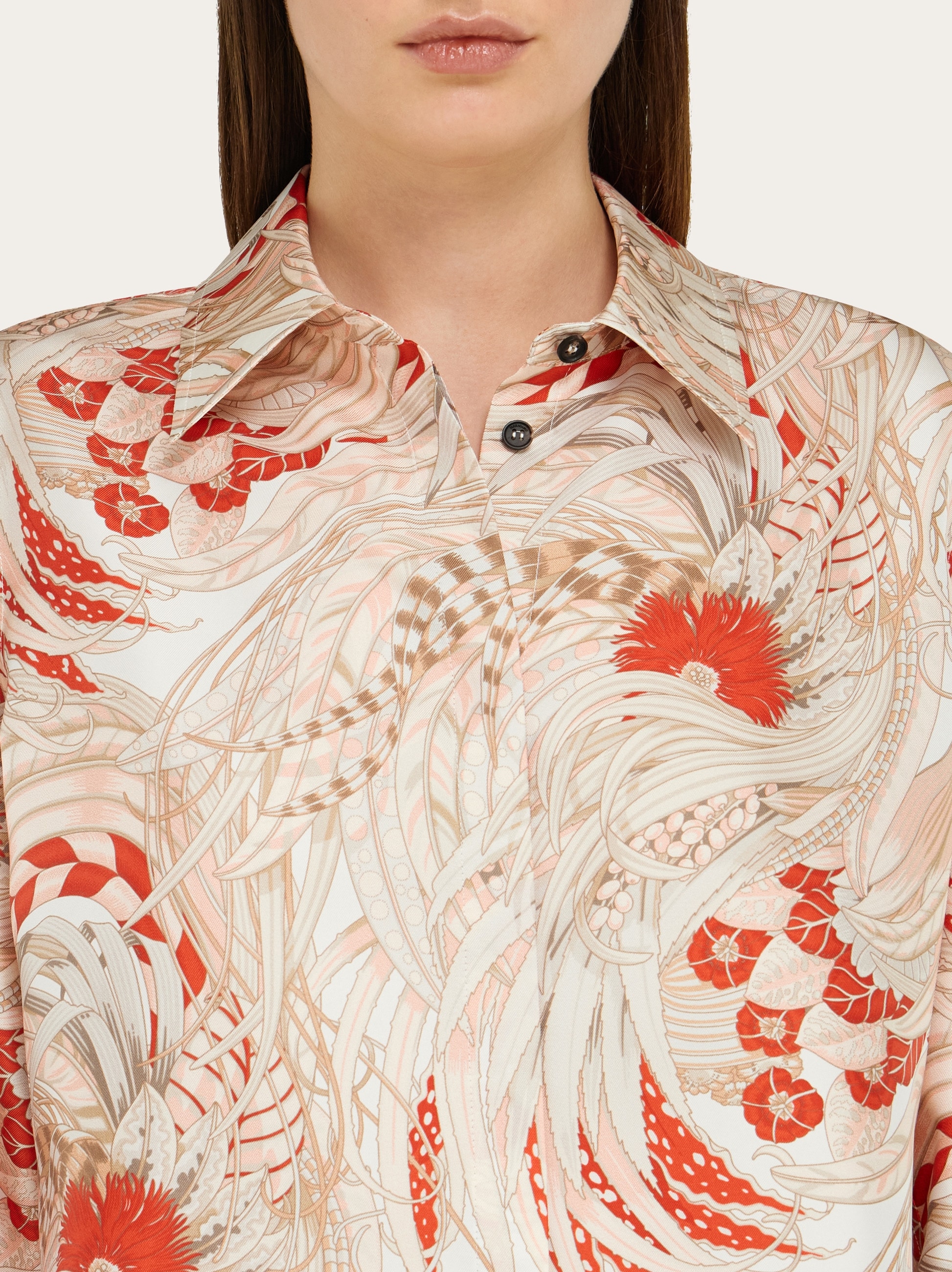 トップス salvatoreFerragamo Rooster print silk twill shirt - Women | Ferragamo