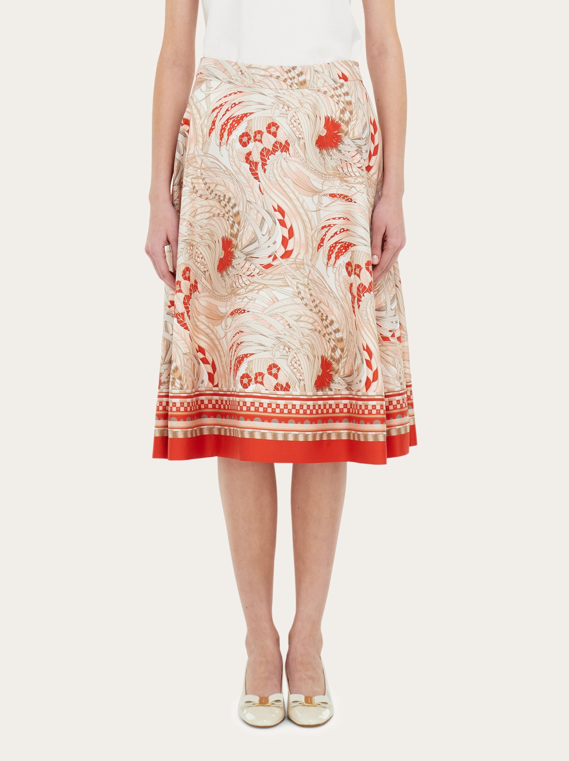 シルクプリントスカート - ウィメンズ | Ferragamo