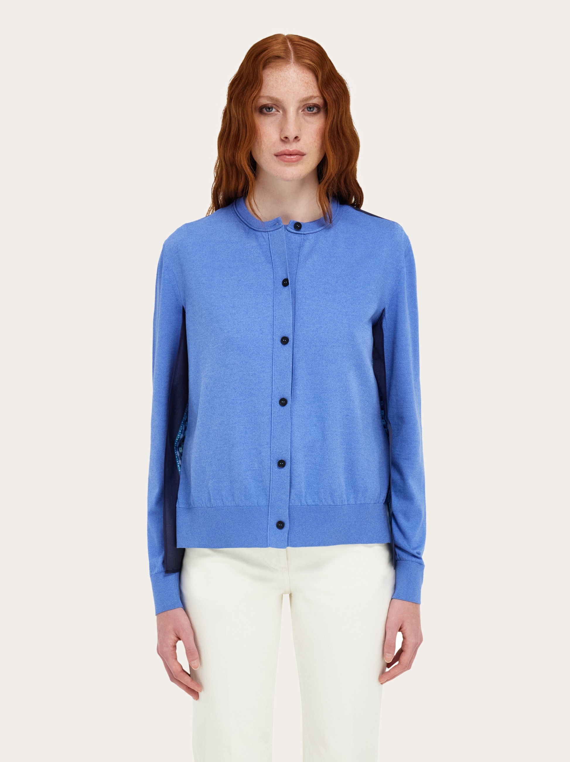 Feather show print crew-neck cardigan - Women | Ferragamo