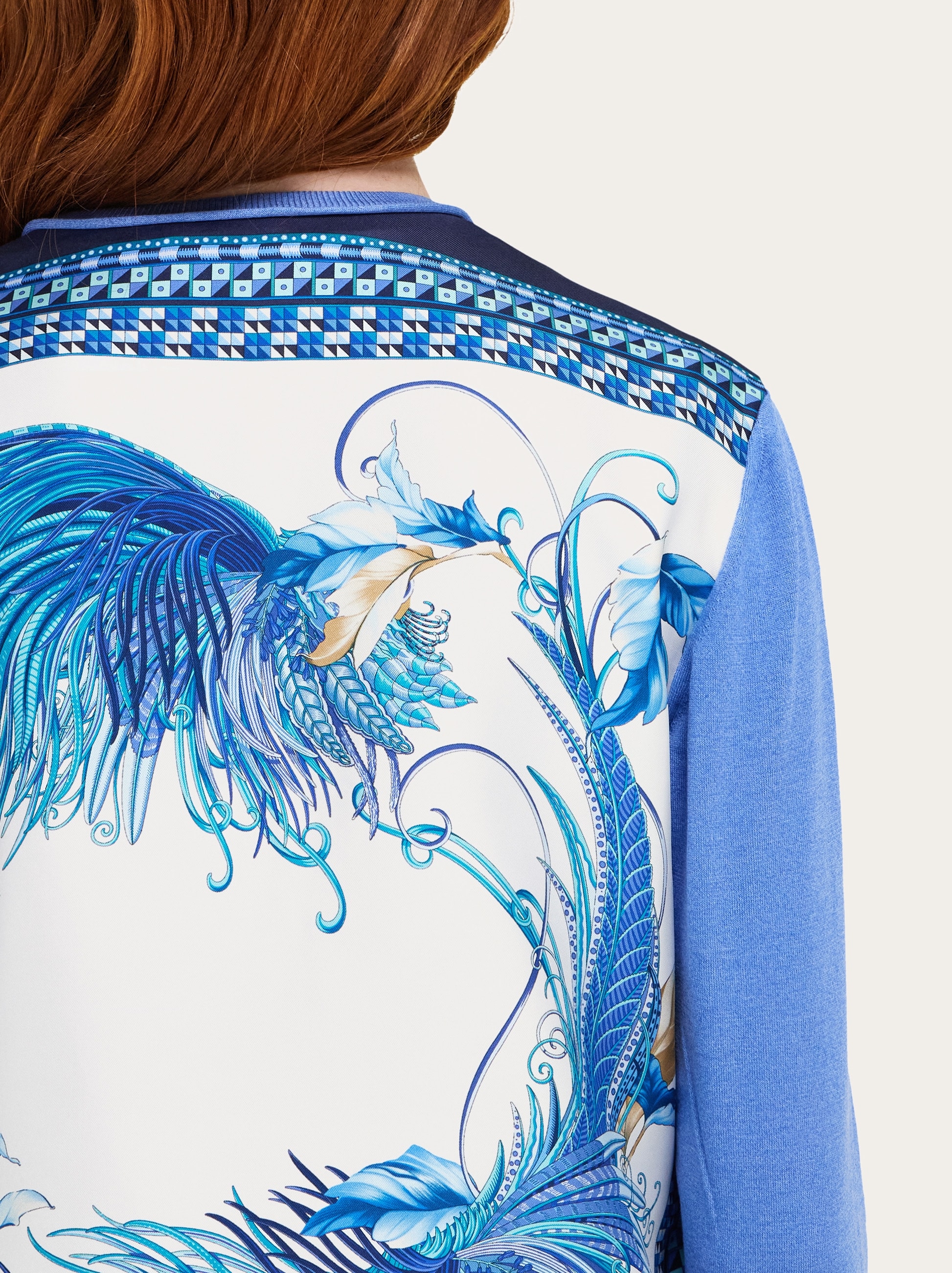 Feather show print crew-neck cardigan - Women | Ferragamo