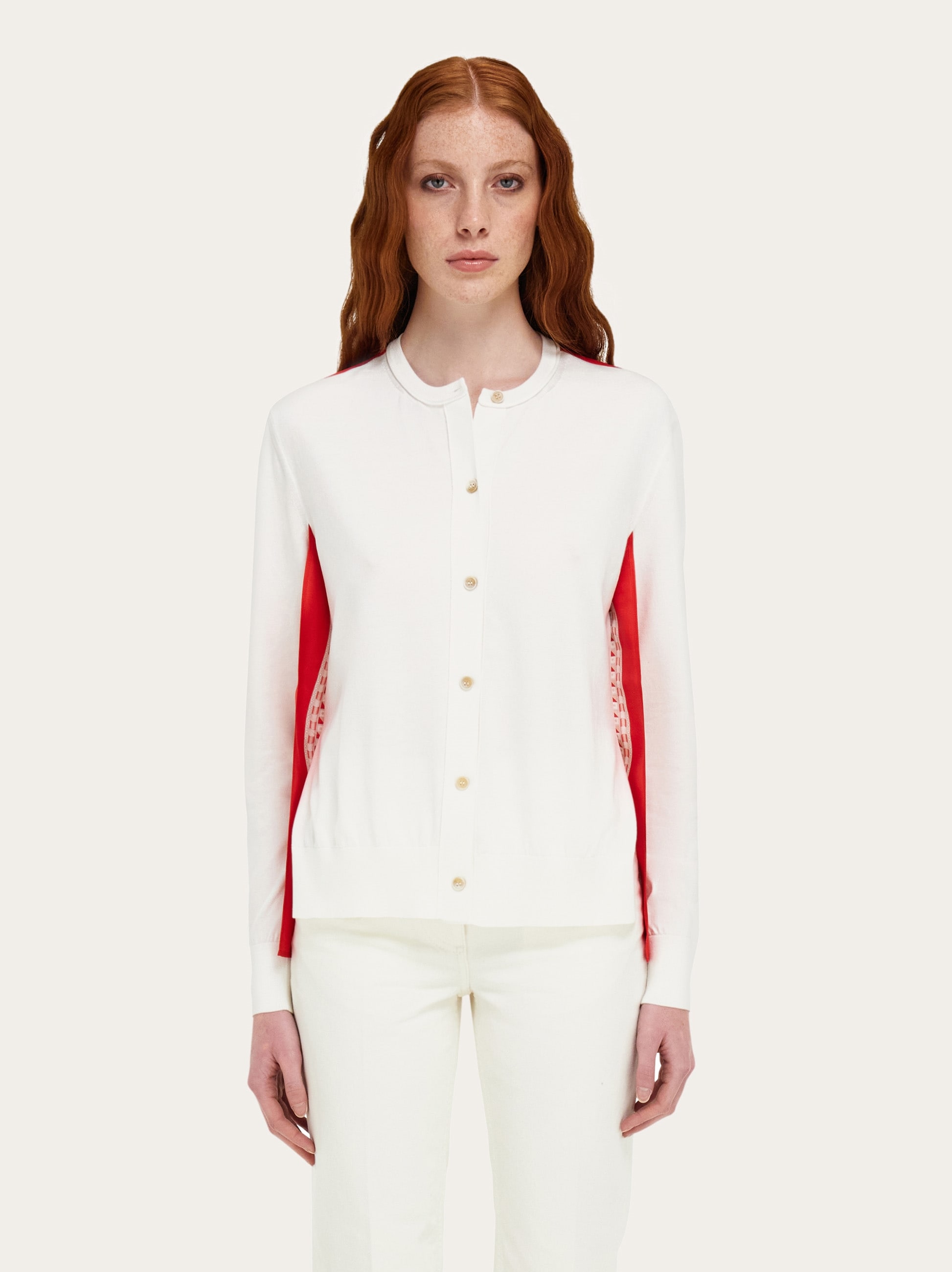 Feather show print crew-neck cardigan - Women | Ferragamo