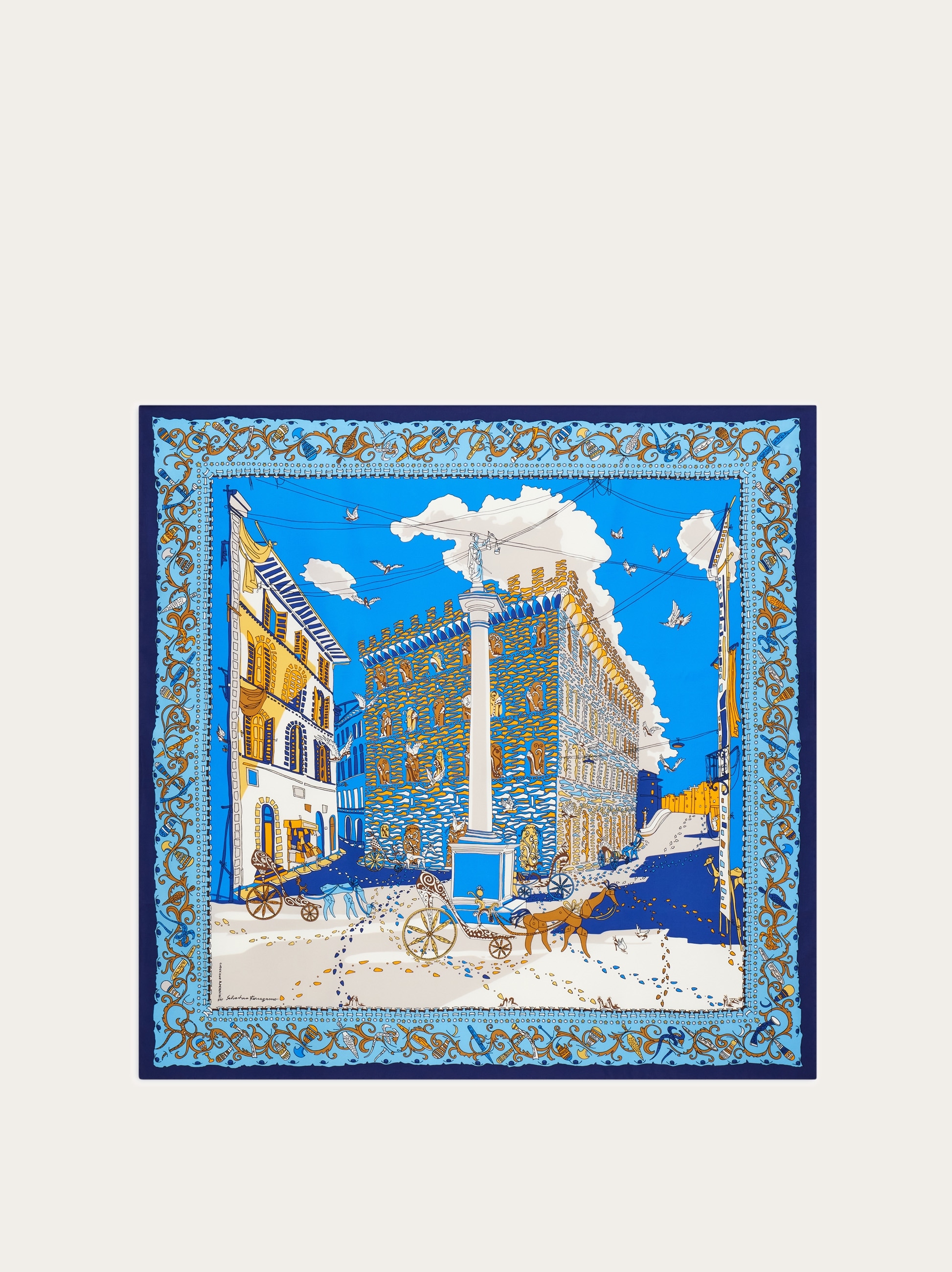 Salvatore Ferragamo スカーフ 約86cm x 86cm Framed Salvatore Ferragamo Silk Scarf 