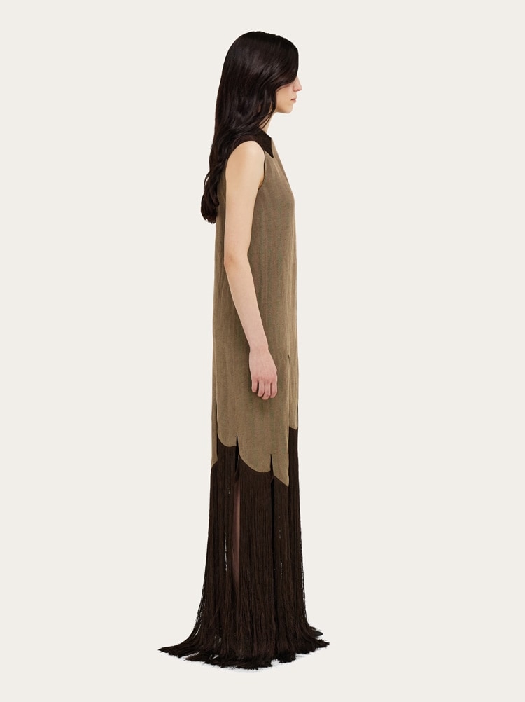 Long dress with fringe detail Gallery image 3