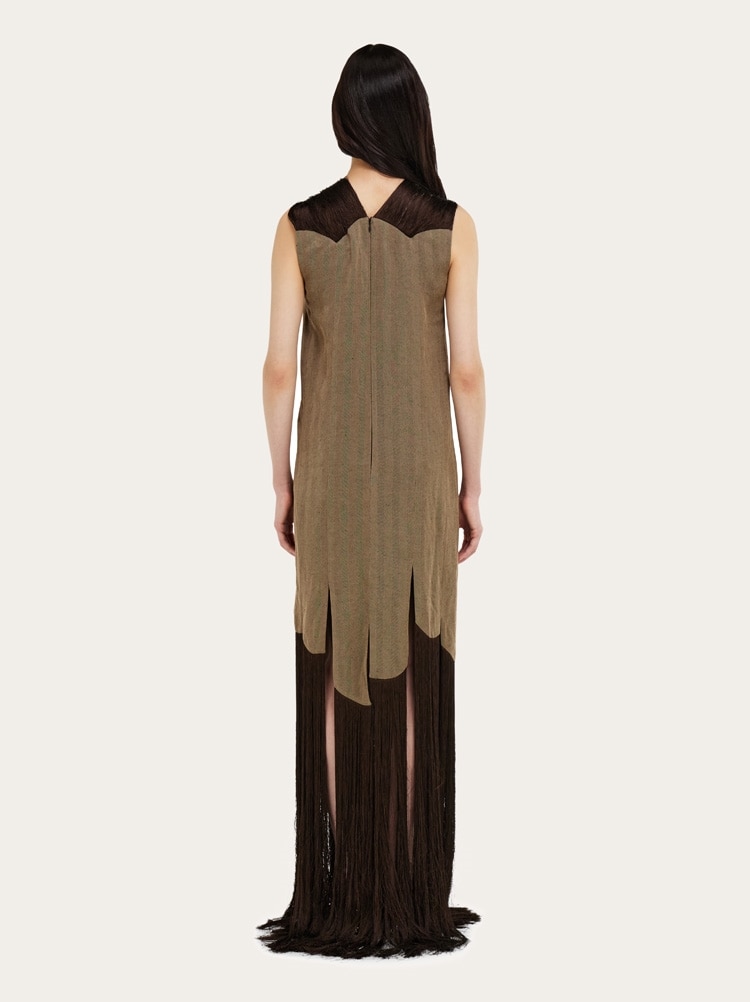 Long dress with fringe detail Gallery image 4