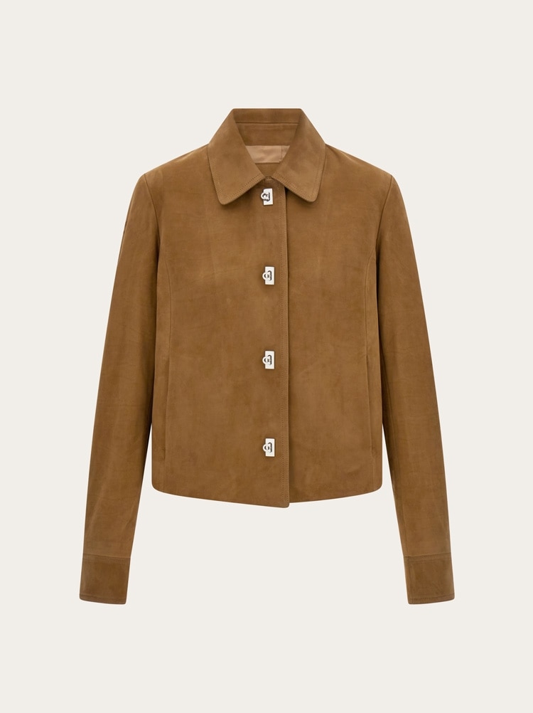 Chaqueta recta de nobuk Gallery image 1