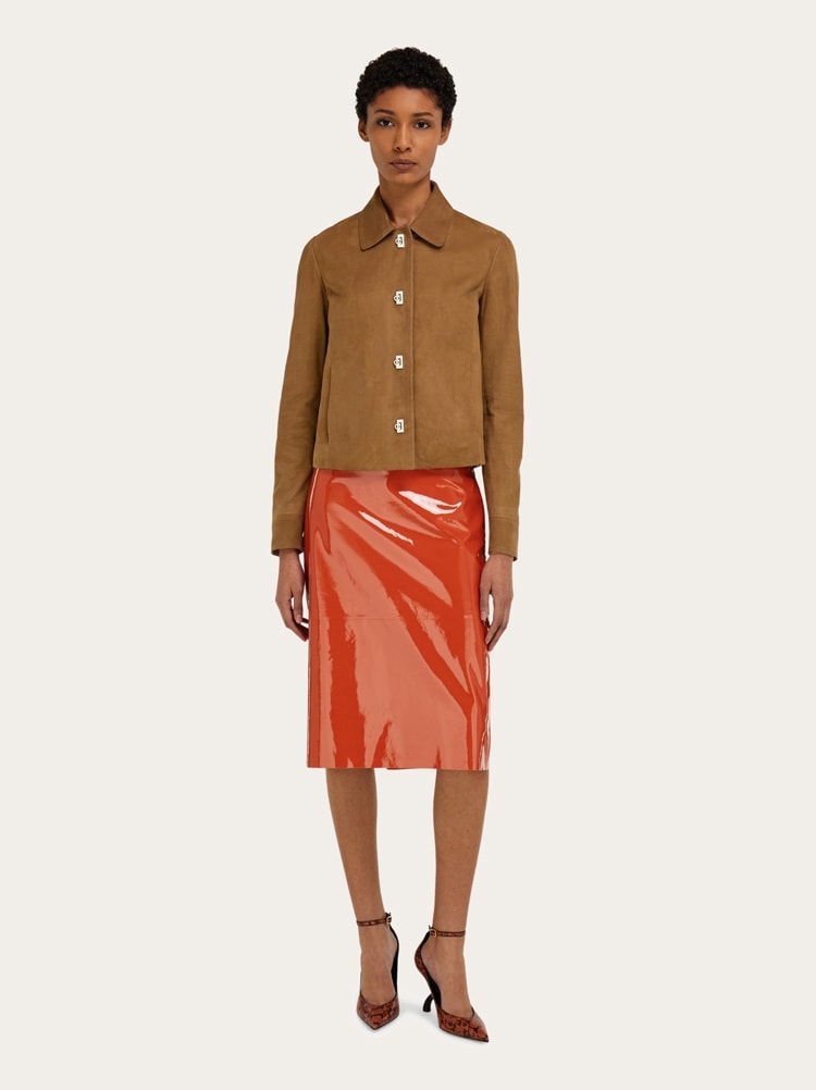 Chaqueta recta de nobuk Gallery image 6