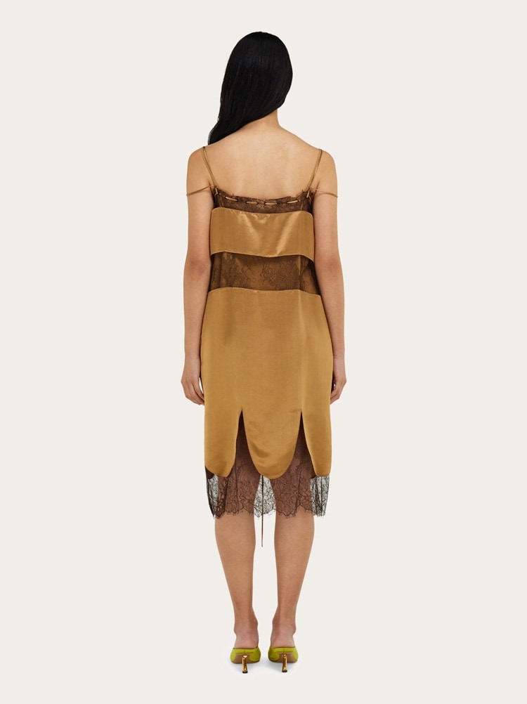 Satin and lace slip dress Gallery image 3