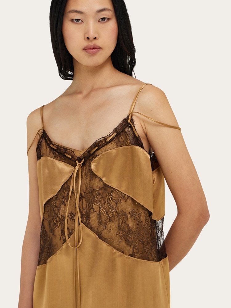 Satin and lace slip dress Gallery image 4