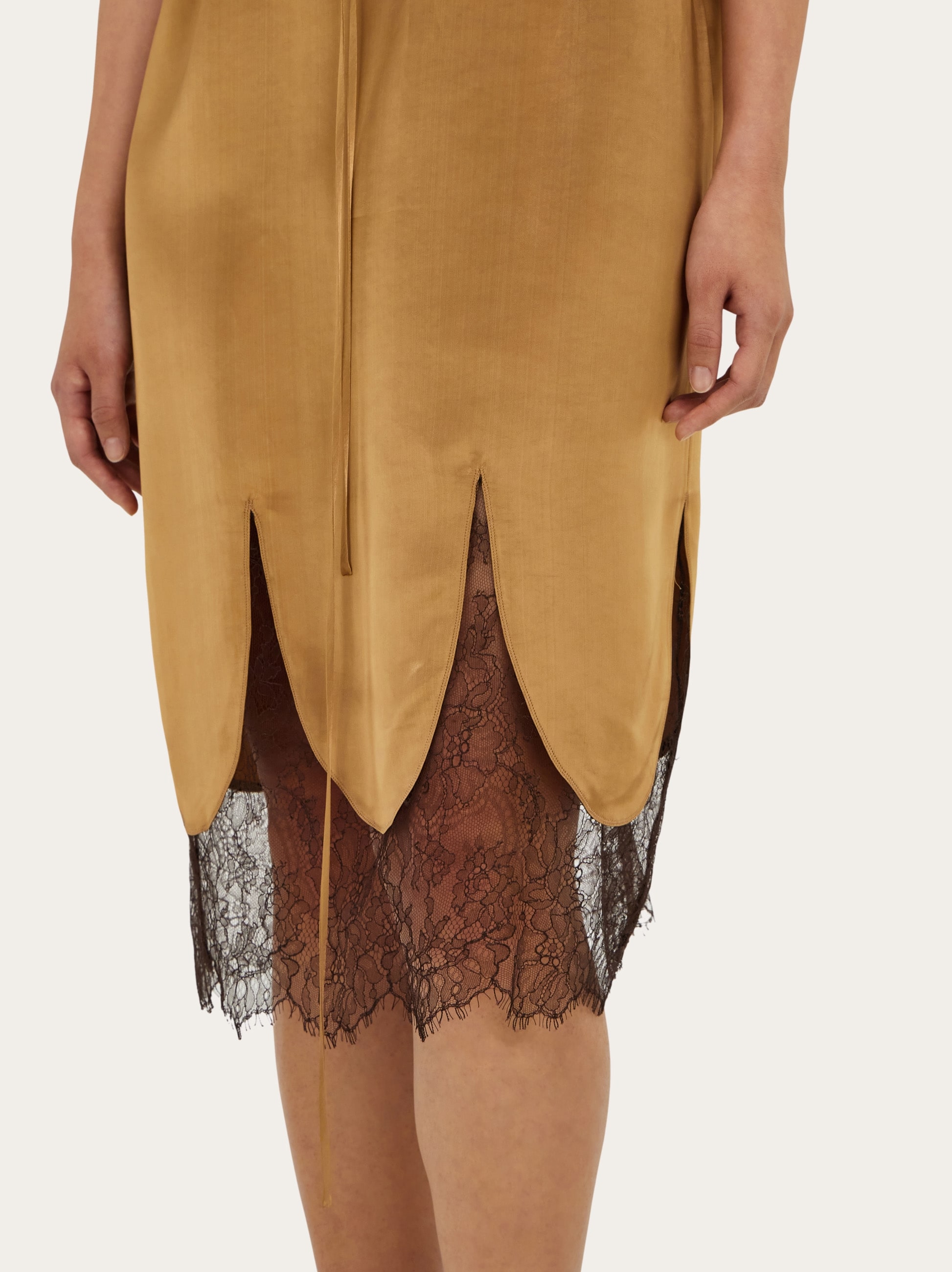 Satin and lace slip dress - Women | Ferragamo