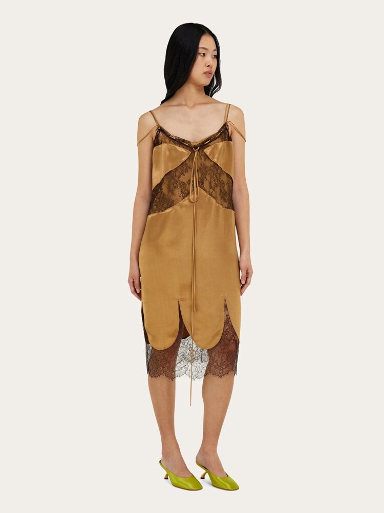 Satin and lace slip dress Gallery image 7