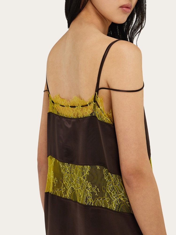 Slip dress in raso e pizzo Gallery image 6