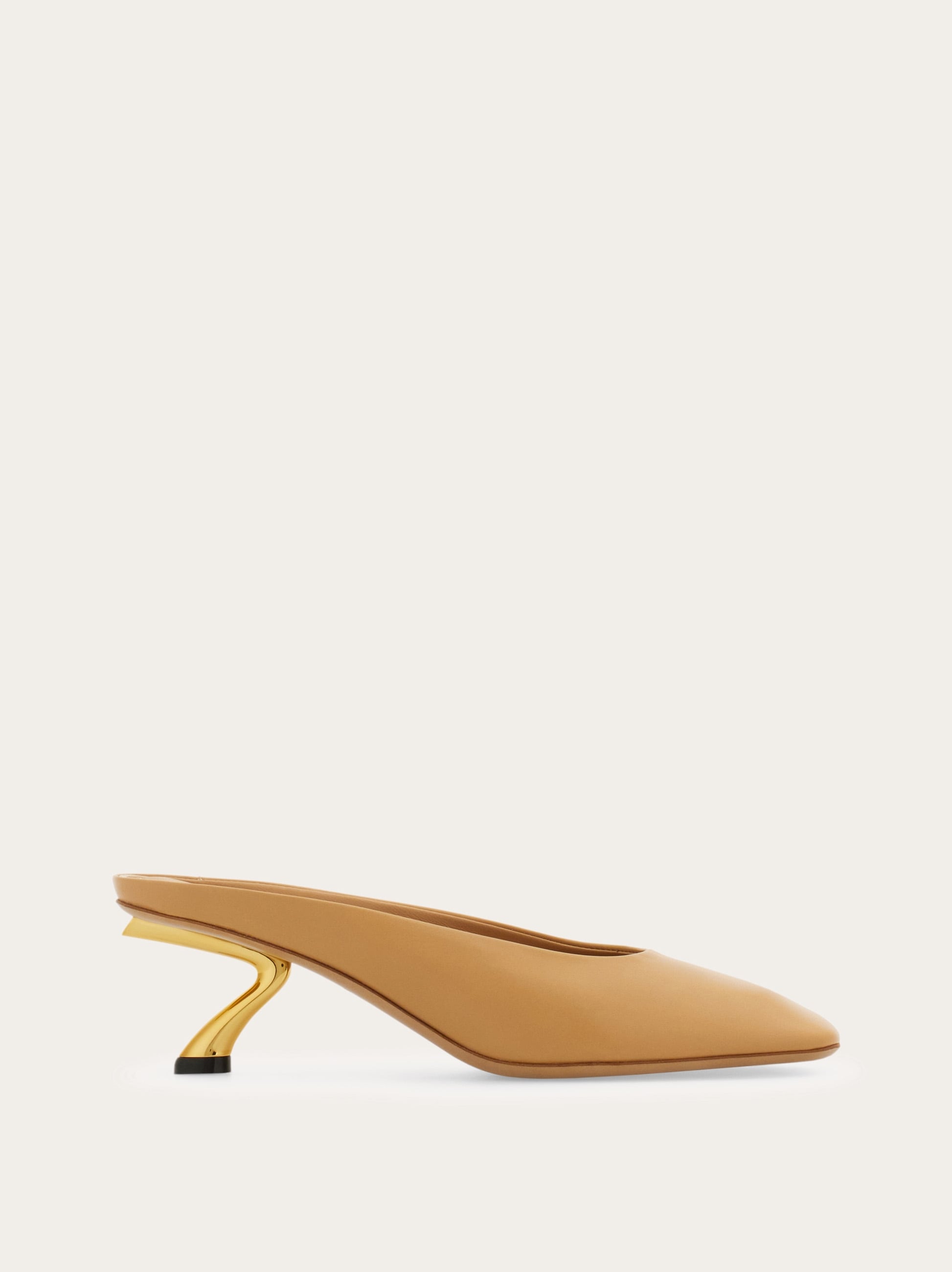 Ferragamo ベージュリボンミュール S-shaped heel mule - Women | Ferragamo