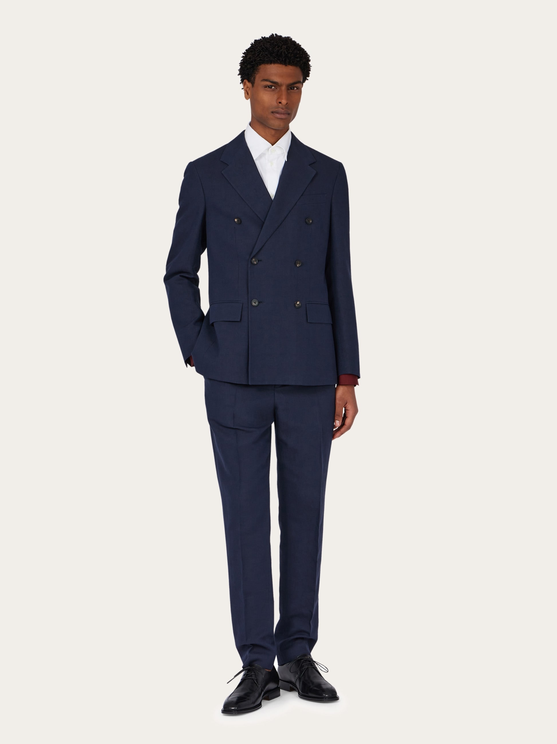 Salvatore Ferragamo ダークブルー スエードジャケット Double breasted blazer - Men | Ferragamo