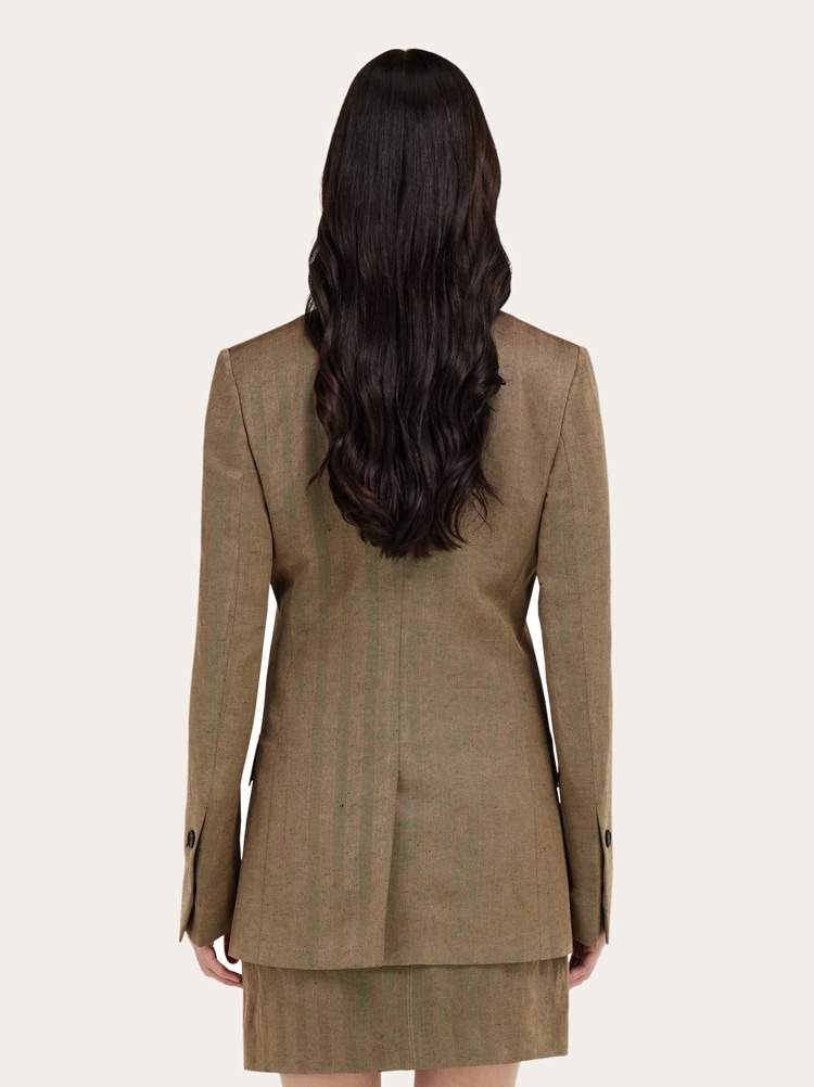 Blazer cruzada en mezcla de lino Gallery image 3