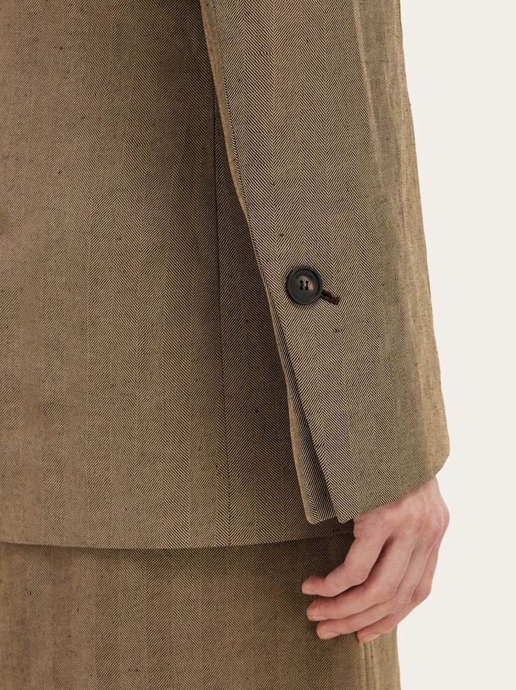 Blazer cruzada en mezcla de lino Gallery image 6