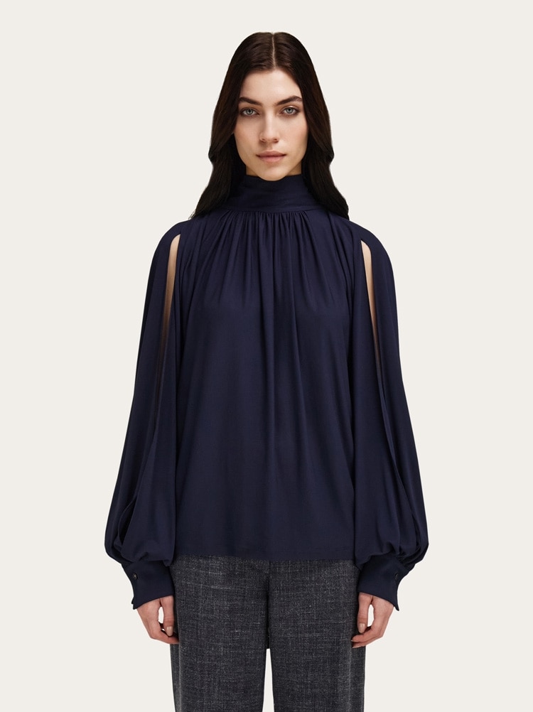 Gathered top with shoulder slit detail Gallery image 2