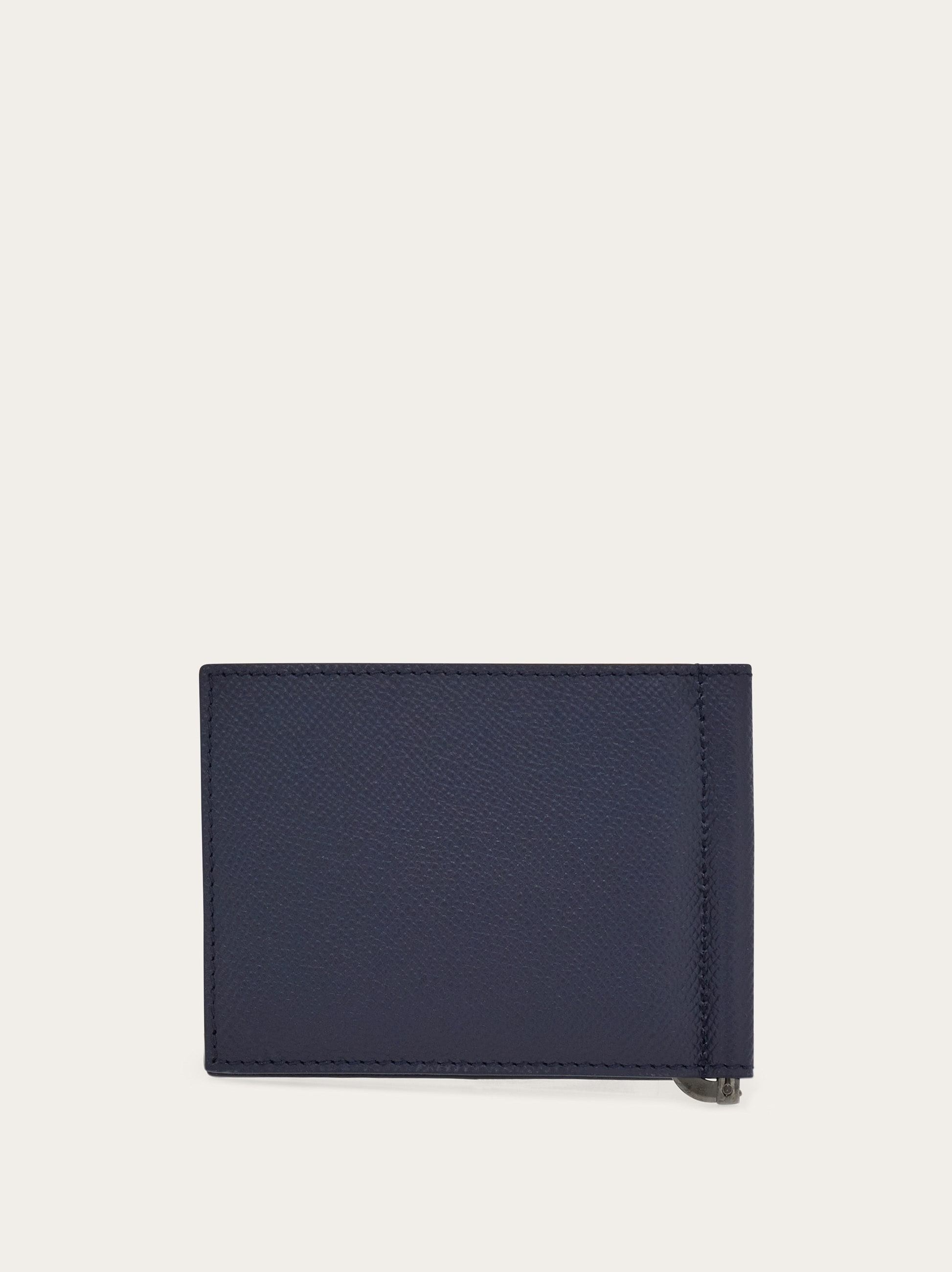 【良品】Salvatore Ferragamo 二つ折り財布 ネイビー 金 金具 Gancini wallet with money clip - Men | Ferragamo