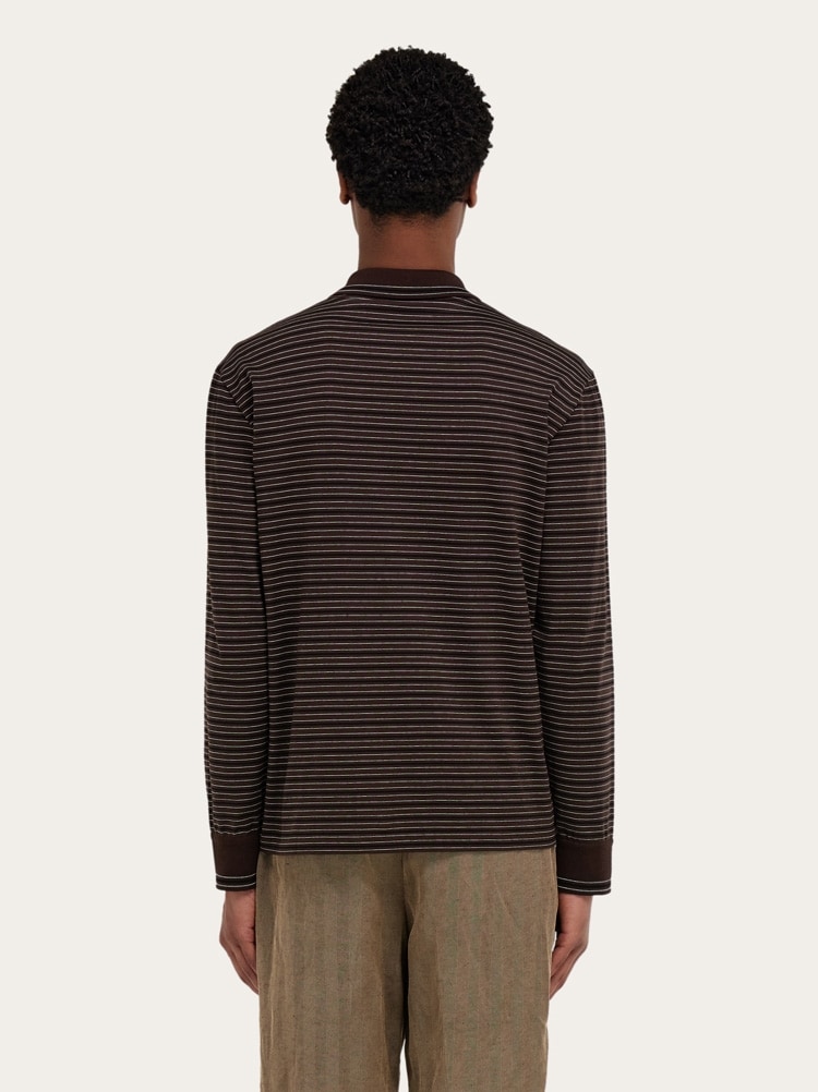 Long sleeve striped polo shirt Gallery image 3