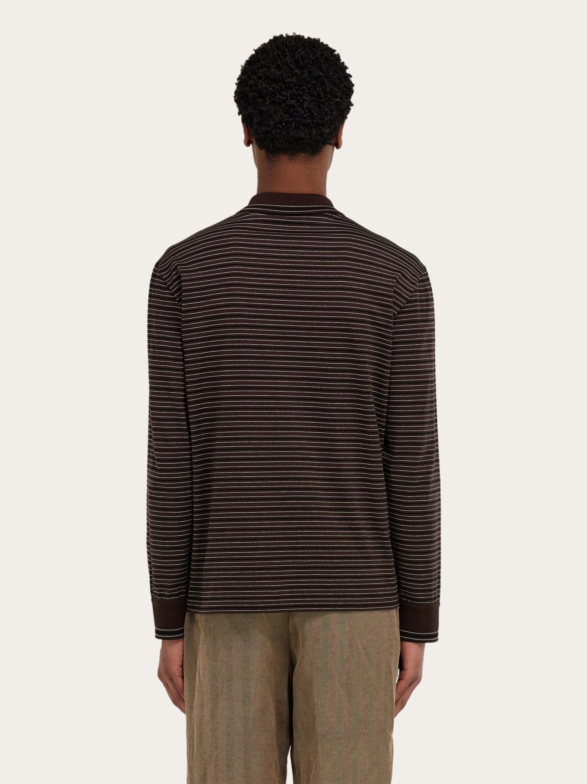 Long sleeve striped polo shirt - Men | Ferragamo