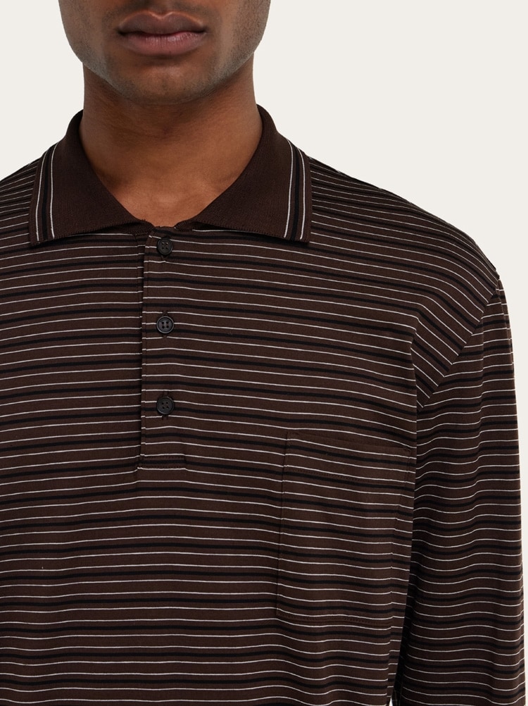 Long sleeve striped polo shirt Gallery image 4