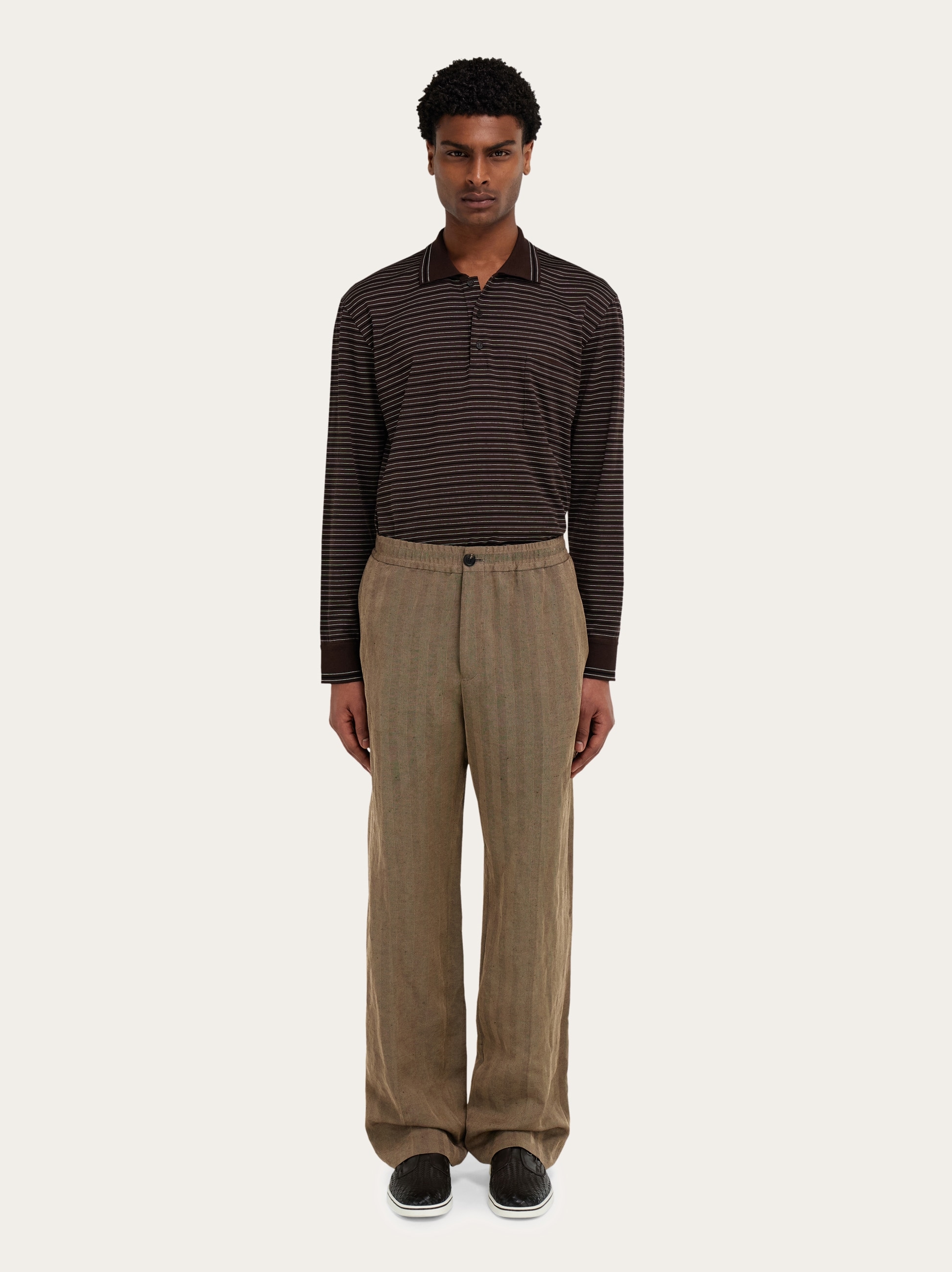 トップス salvatoreFerragamo Long sleeve striped polo shirt - Men | Ferragamo