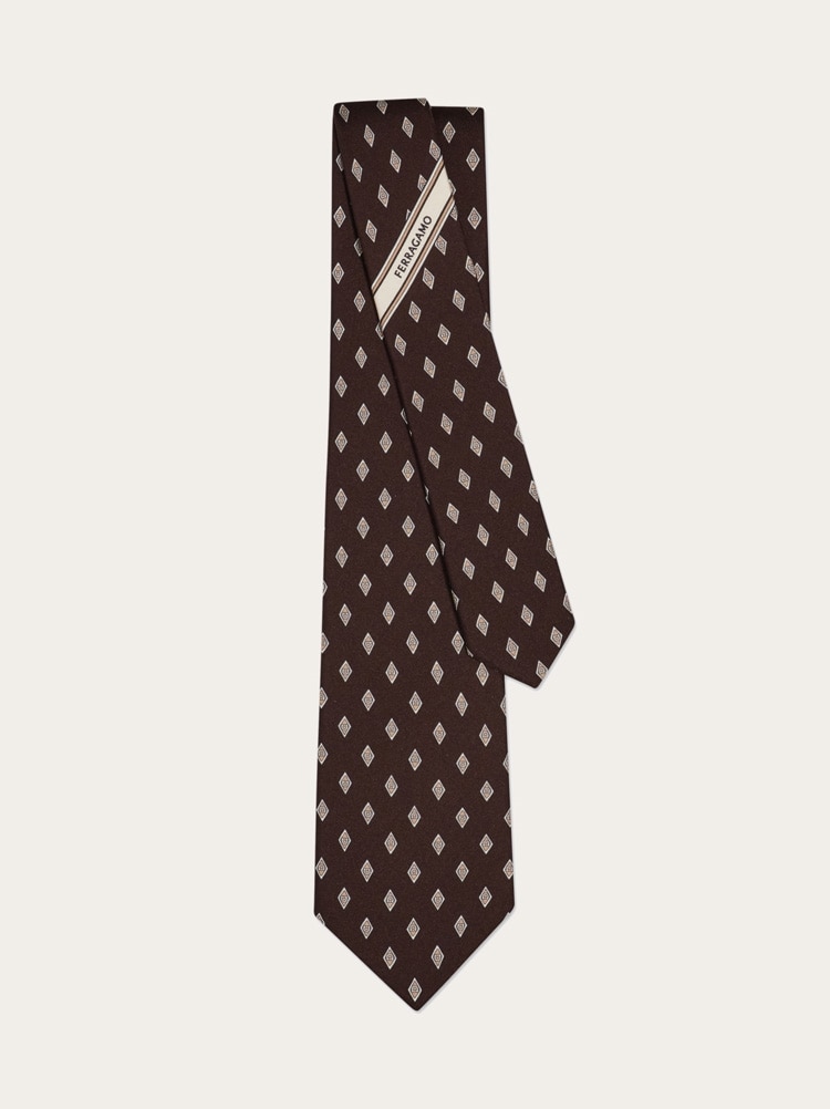 Micro Gancini print silk tie Gallery image 3