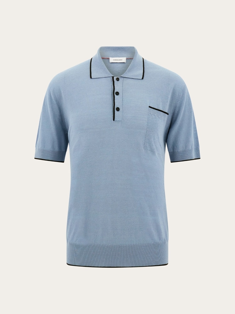 Knitted polo with contrasting trims Gallery image 1