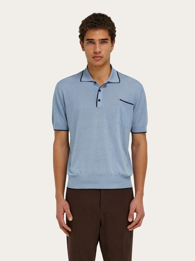 Knitted polo with contrasting trims Gallery image 2