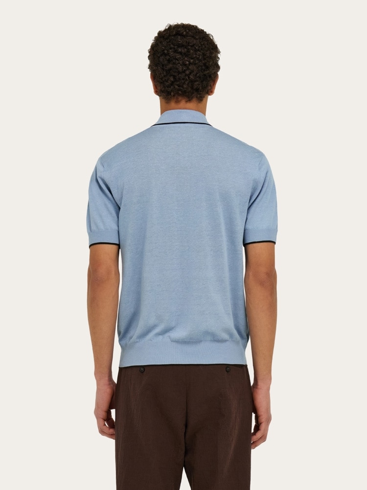 Knitted polo with contrasting trims Gallery image 3