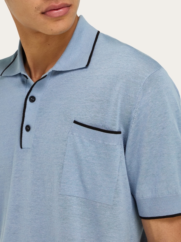Knitted polo with contrasting trims Gallery image 4