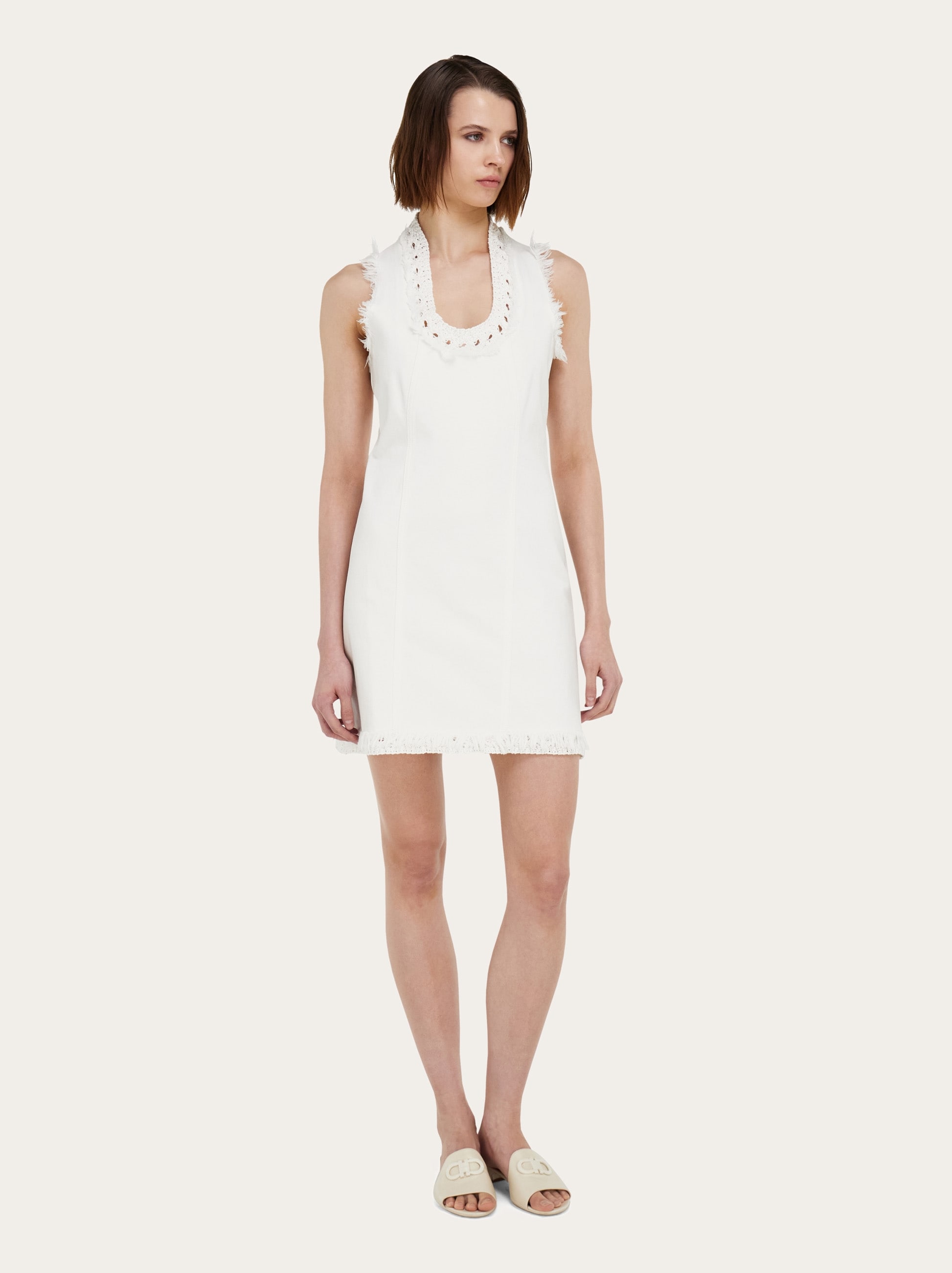ferragamo denim dress Ferragamo Women Short denim dress White