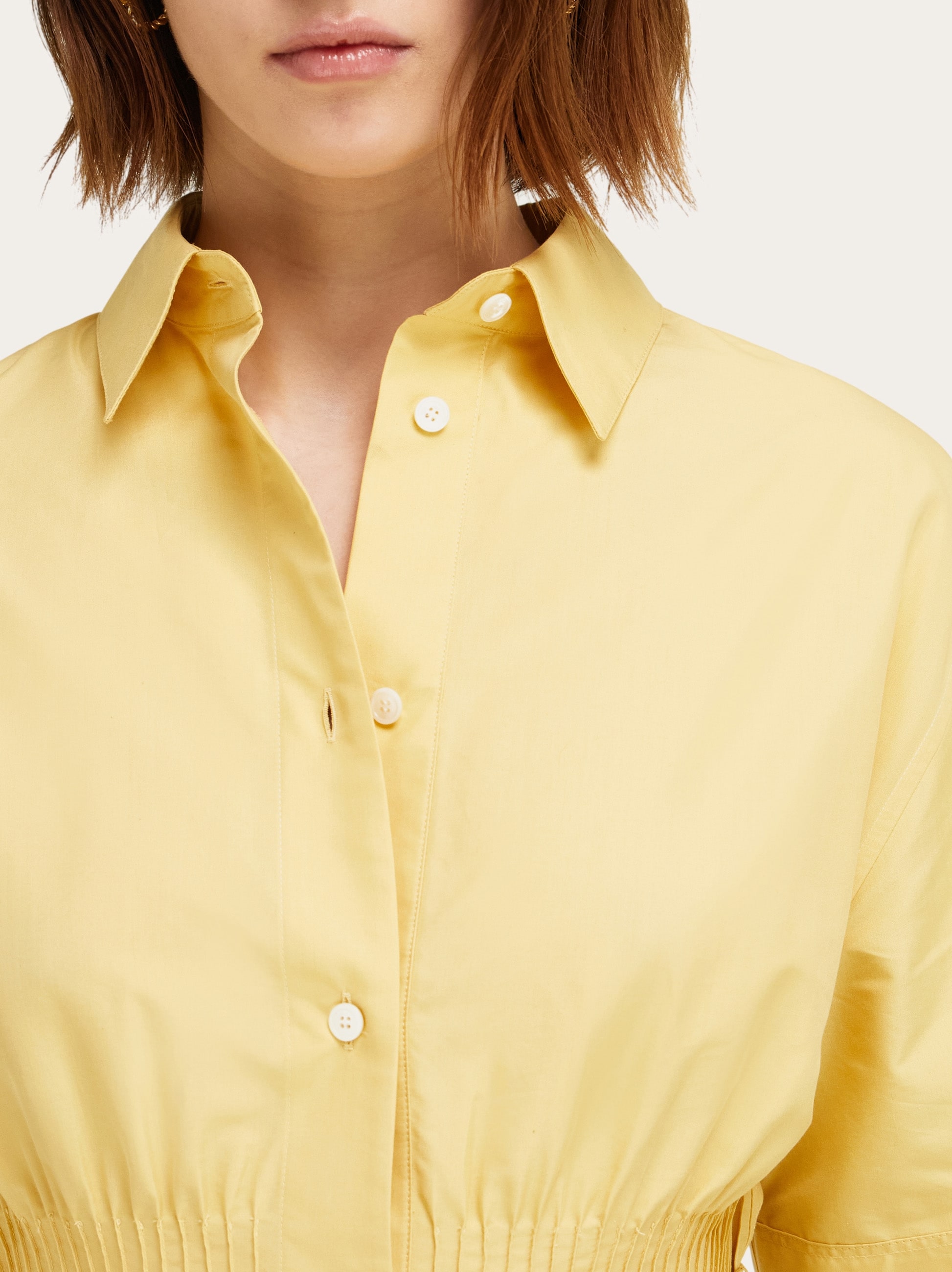 yellow satin shirt dress Women's Butter Yellow Premium Satin Bell Sleeve Shirt Dress
