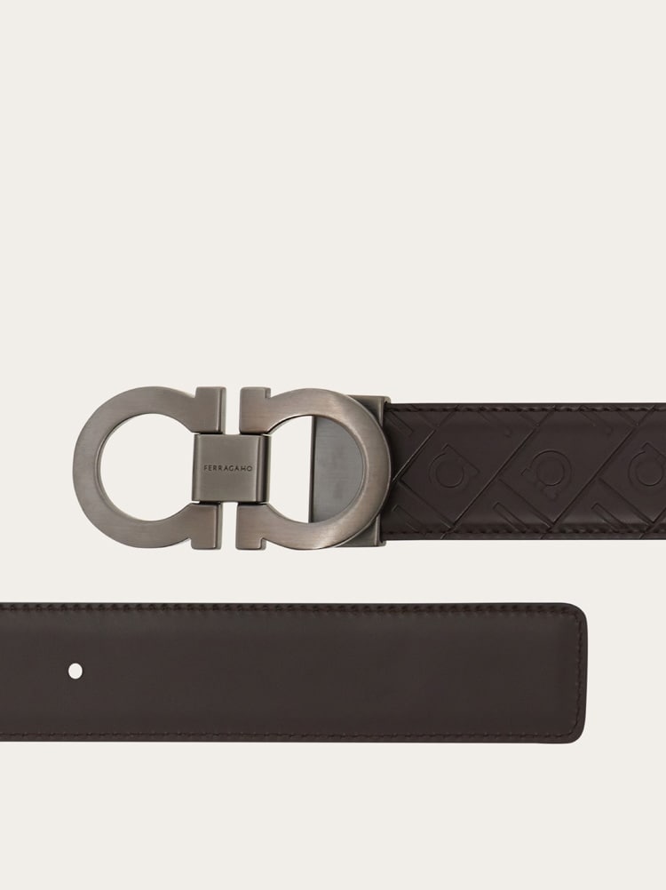 Reversible and adjustable Gancini belt Gallery image 2