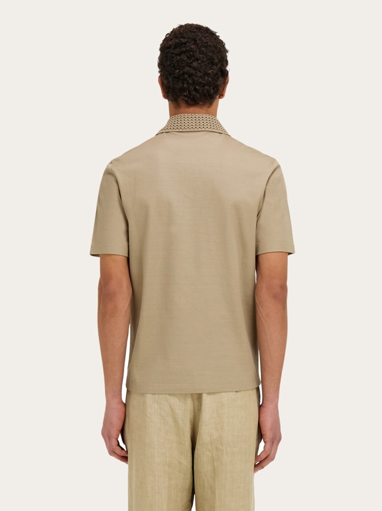 Polo shirt with knitted collar Gallery image 3