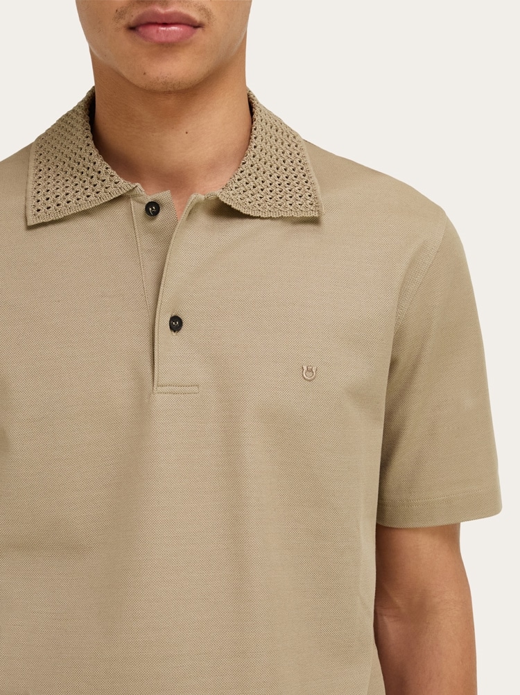 Polo shirt with knitted collar Gallery image 4