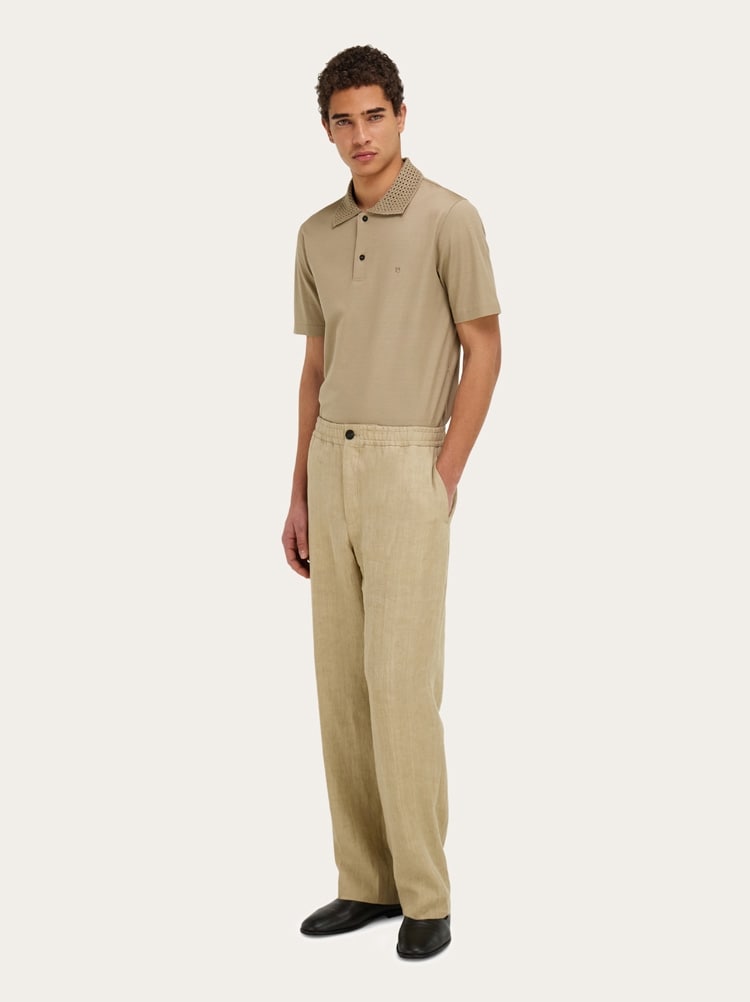 Polo shirt with knitted collar Gallery image 5